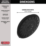 Delta 4-Spray 8.3 in. Single Wall-Mount Fixed H2Okinetic Shower Head in Matte Black