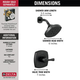 Delta Stryke Matte Black 1-Handle Shower Faucet Trim Kit, H2Okinetic, Valve Not Included