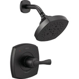 Delta Stryke Matte Black 1-Handle Shower Faucet Trim Kit, H2Okinetic, Valve Not Included