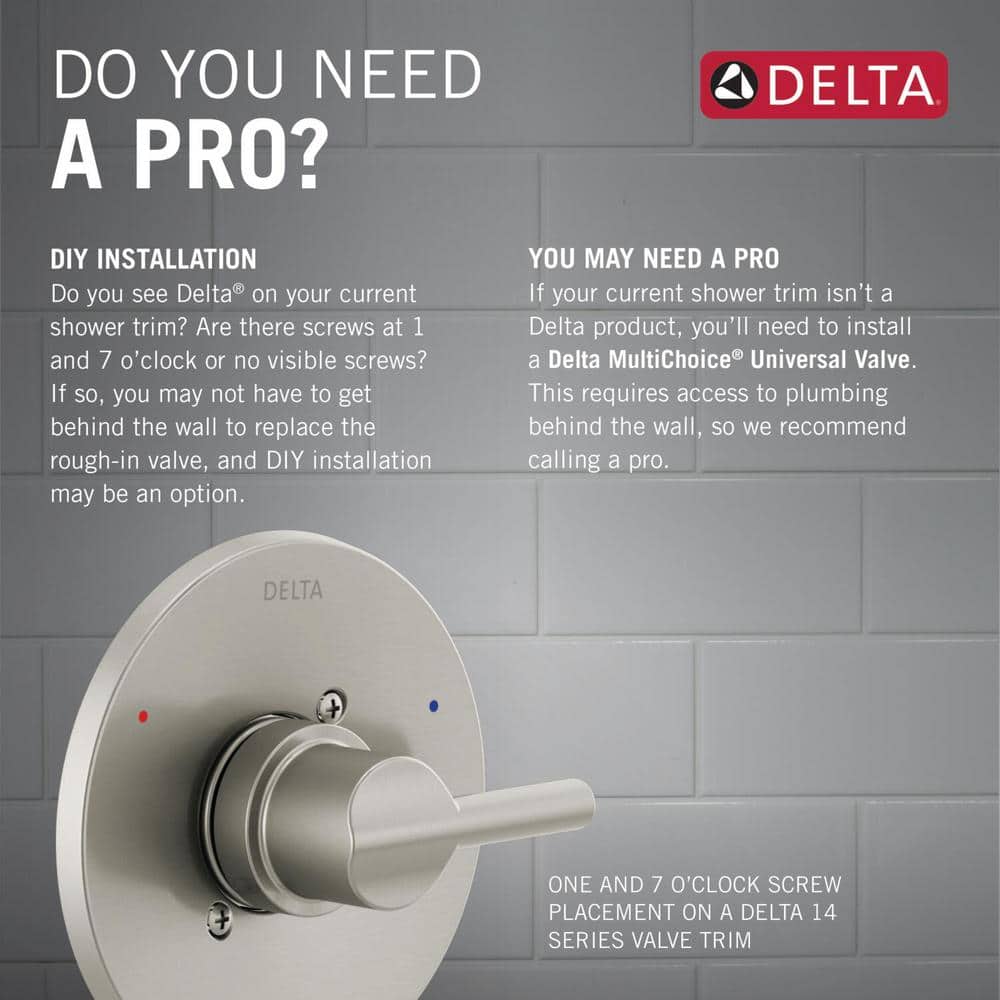 Delta Chamberlain In2ition Matte Black 2-in-1 Shower Faucet with Rough-in Valve
