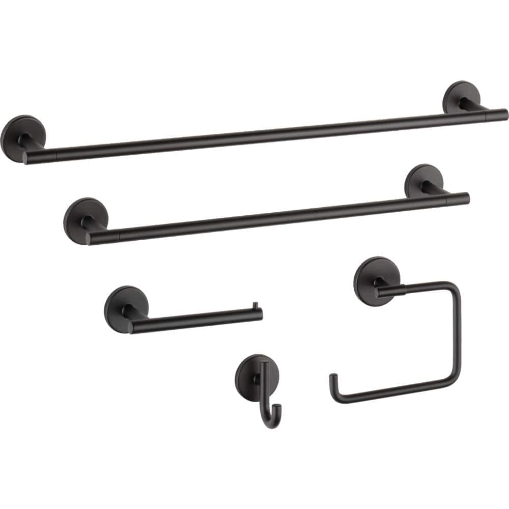 Delta Trinsic 24-in Double Matte Black Wall-Mount Towel Bar