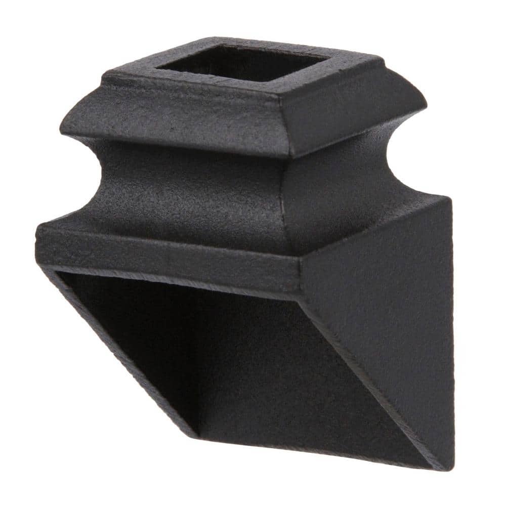 EVERMARK Stair Parts 1/2 in. Matte Black Angled Metal Baluster Shoe for Stair Remodel