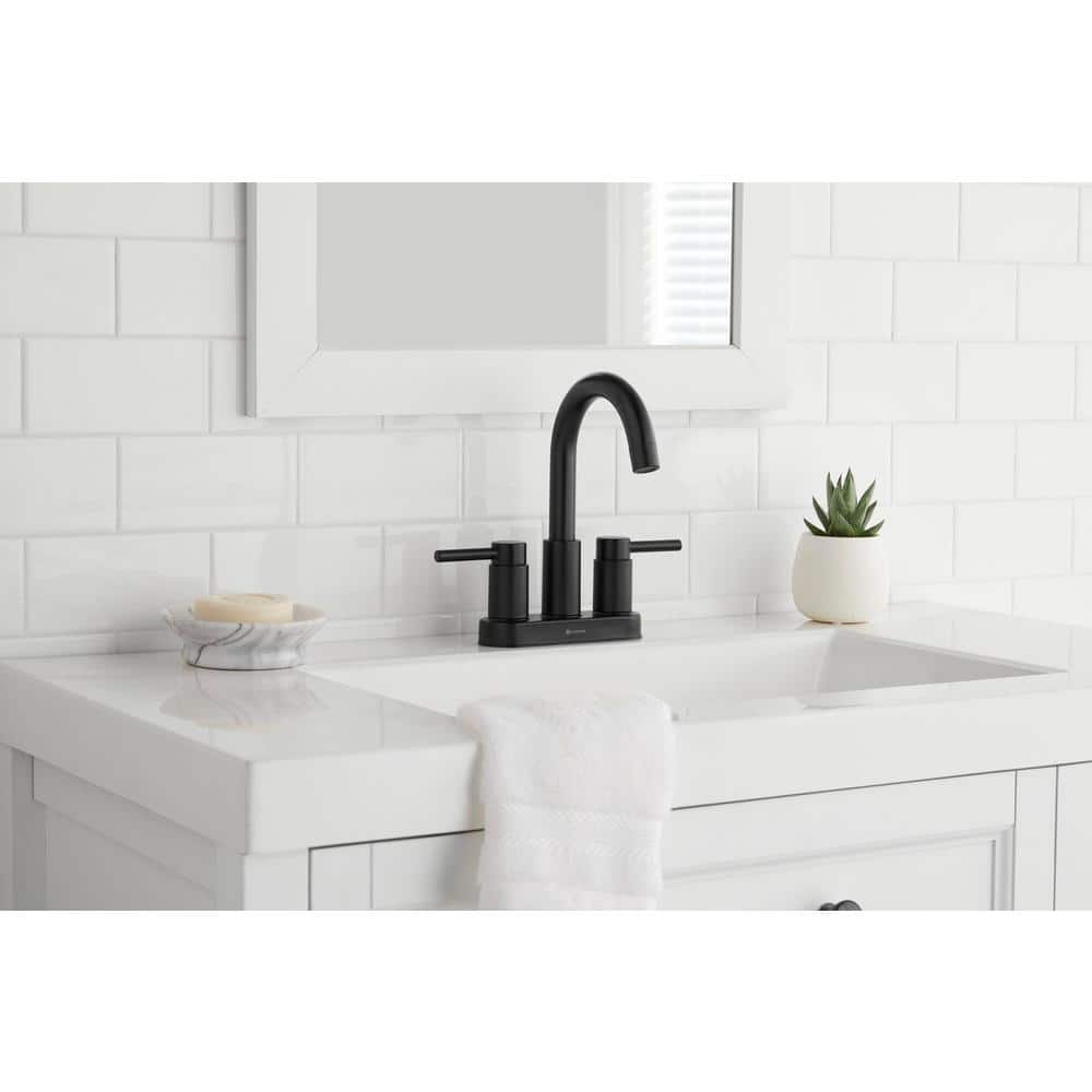 Glacier Bay Dorind 4 in. Centerset 2-Handle High-Arc Bathroom Faucet in Matte Black