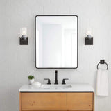 Glacier Bay 24 in. W x 30 in. H Rounded Corner Rectangular Matte Black Medicine Cabinet with Mirror