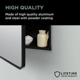 Glacier Bay 24 in. W x 30 in. H Rounded Corner Rectangular Matte Black Medicine Cabinet with Mirror