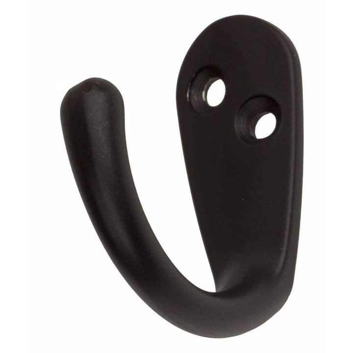 GlideRite 1-3/4 in. x 1-1/2 in. Matte Black Small Robe/Coat Hooks (10-Pack)