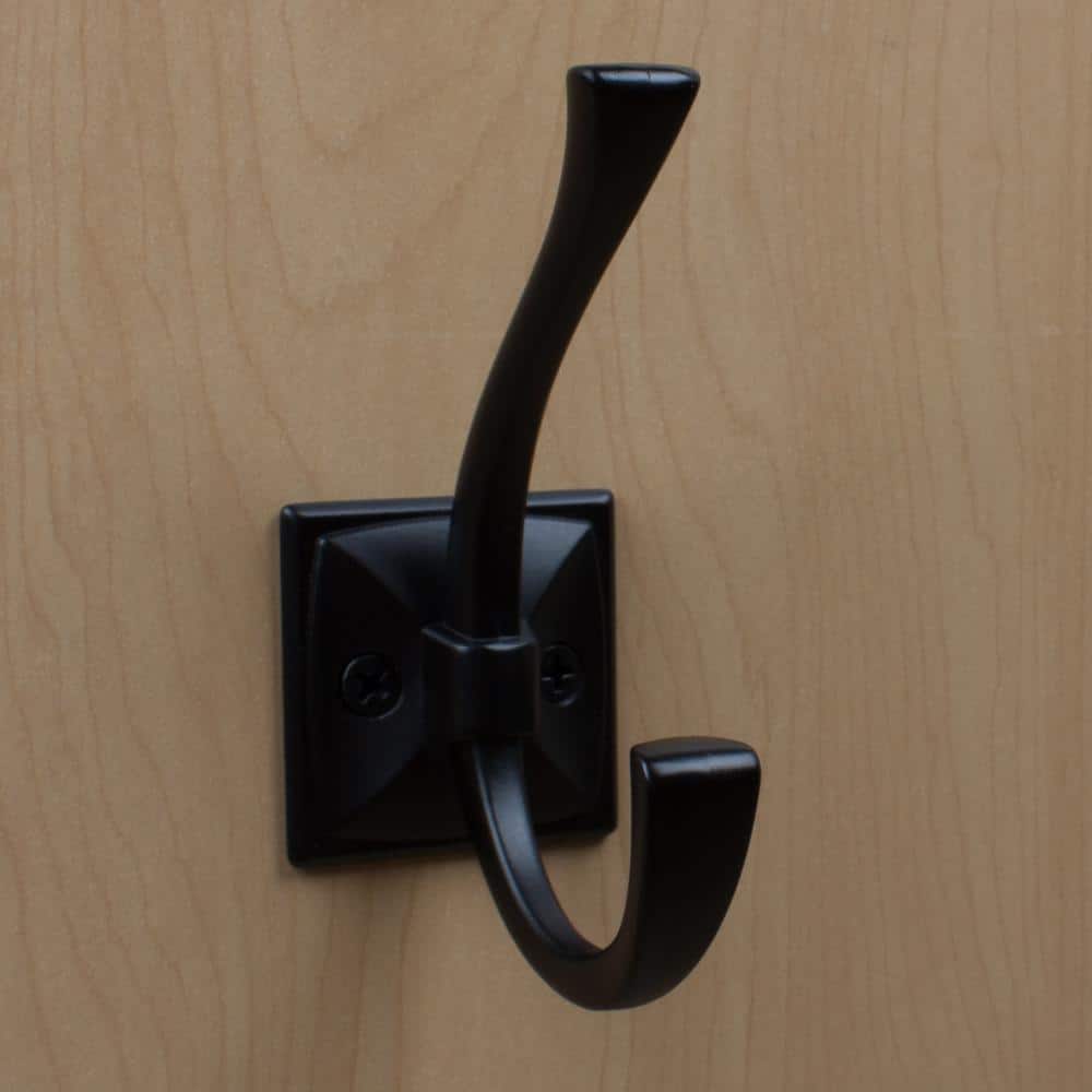 GlideRite 4-1/4 in. Matte Black Decorative Flared Double-Prong Coat Hooks (10-Pack)
