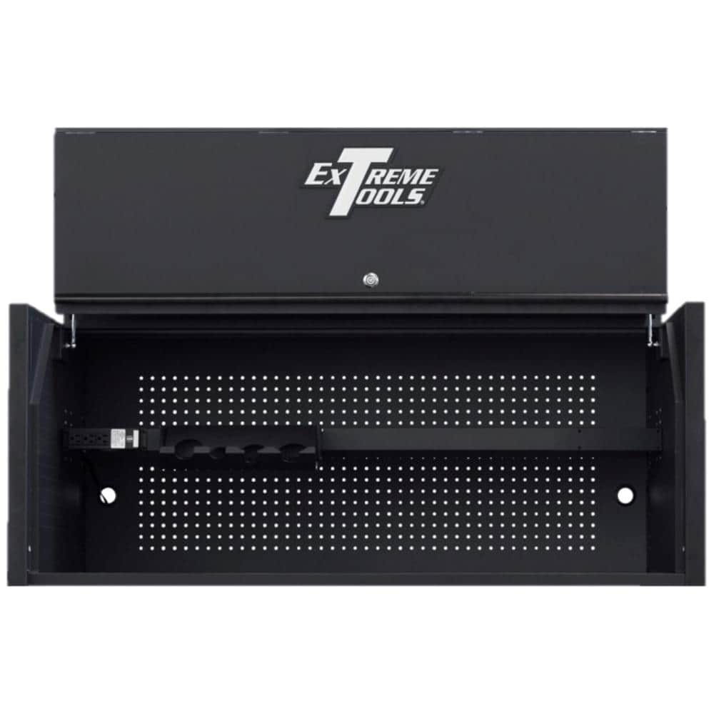 Extreme Tools RX Series 55 in. W x 25 in. D Extreme Power Workstation Hutch 12-Drawer Roller Cab Combo in Matte Black