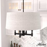 Hunter Briargrove 4-Light Matte Black Shaded Chandelier with Fabric Shade