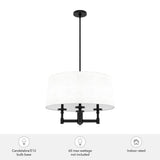 Hunter Briargrove 4-Light Matte Black Shaded Chandelier with Fabric Shade