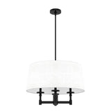 Hunter Briargrove 4-Light Matte Black Shaded Chandelier with Fabric Shade