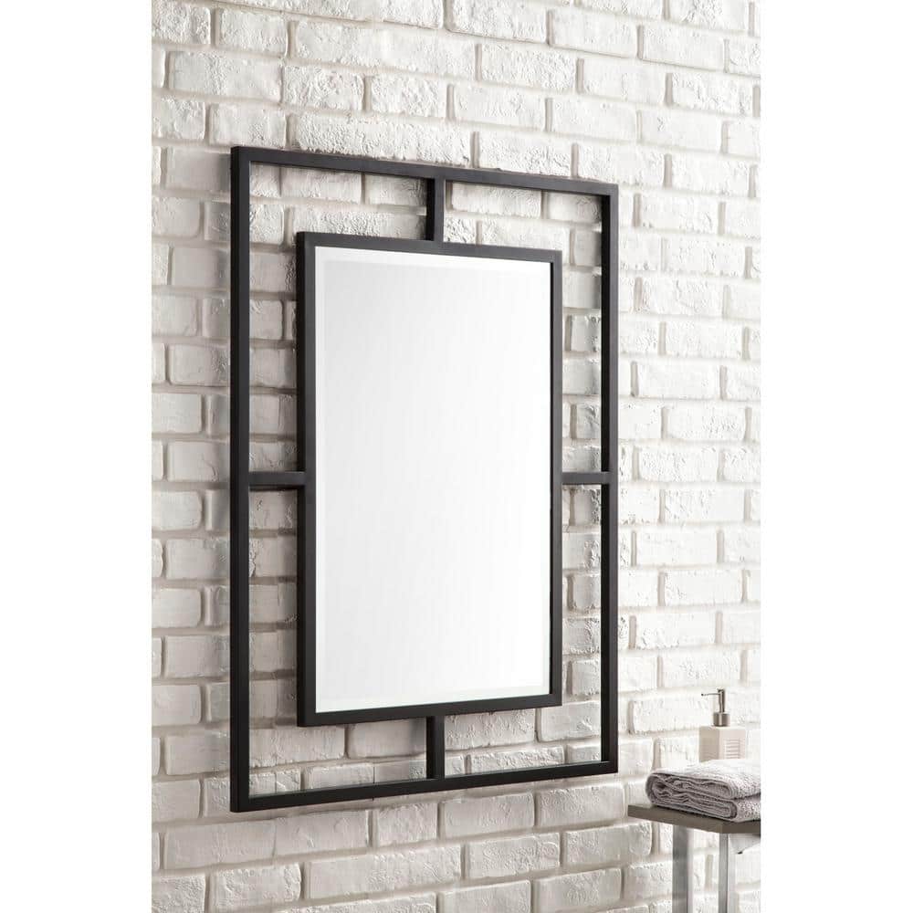 James Martin Vanities Boston Matte Black Rectangular Wall Mirror - 30x40 Inches