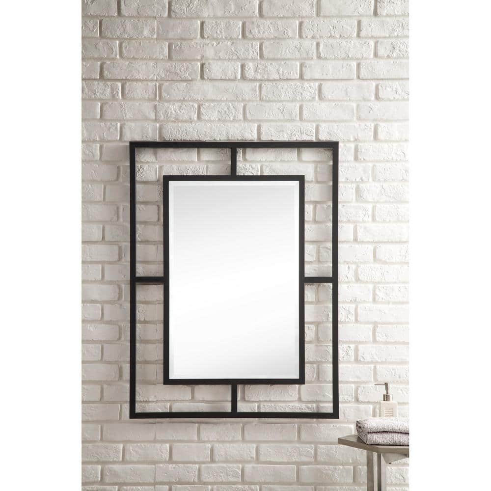 James Martin Vanities Boston Matte Black Rectangular Wall Mirror - 30x40 Inches