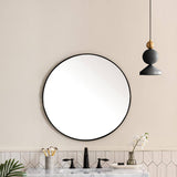 James Martin Vanities Rohe 30-inch Round Bathroom Vanity Mirror, Matte Black