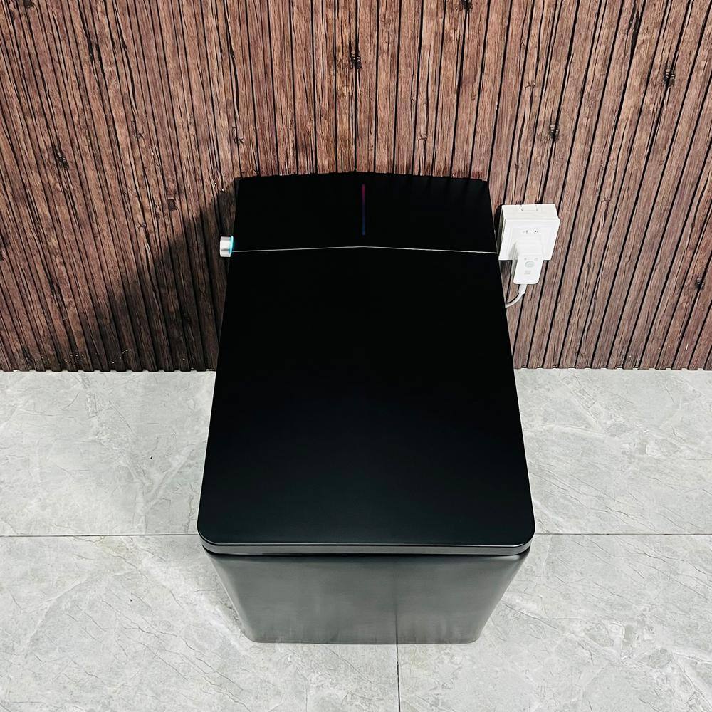 JimsMaison Square Bidet Toilet 1.28 GPF Matte Black with Auto Flush and Heated Seat