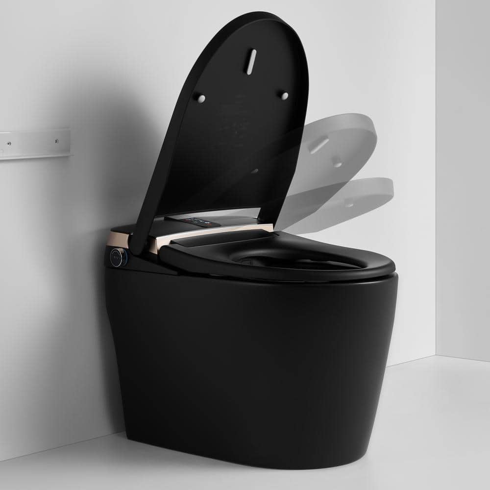 LORDEAR 1-Piece Smart Bidet Toilet with Digital Display in Matte Black