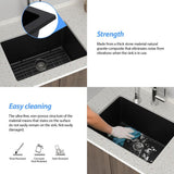 LORDEAR 24 in. W x 18 in. D x 12 in. H Matte Black Single Bowl Quartz Composite Undermount Laundry/Utility Sink