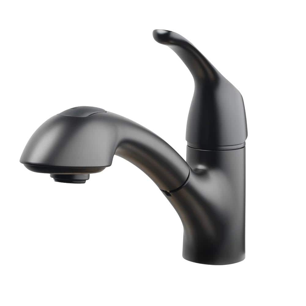 Lukvuzo Matte Black Single Handle Pull-Out Utility Faucet with Deckplate