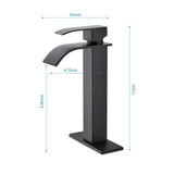 Lukvuzo Matte Black Waterfall Spout Single Handle Bathroom Faucet
