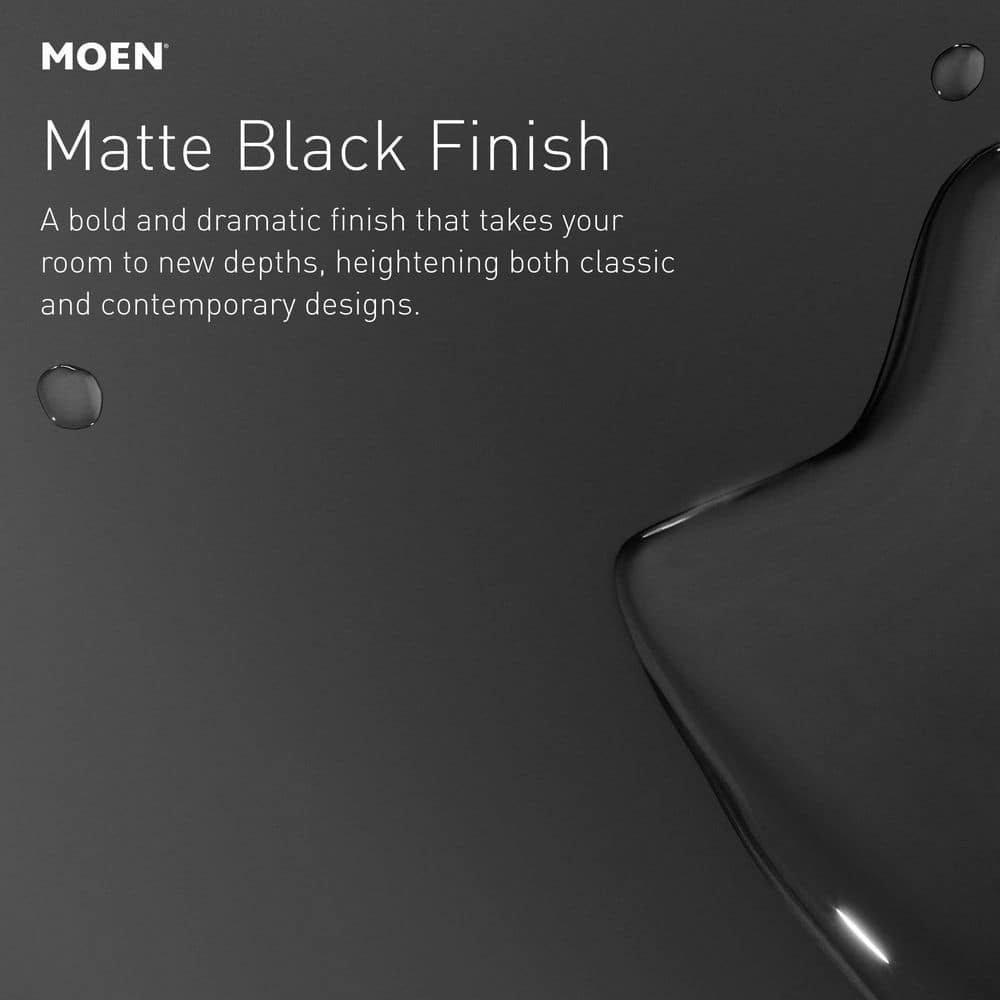 Moen Genta Single Handle Single Hole Bathroom Faucet with Drain Kit, Matte Black