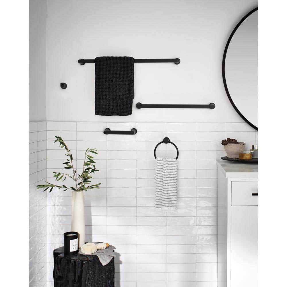 Moen Genta Collection 24-in Matte Black Wall-Mount Single Towel Bar