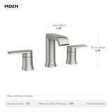 Moen Genta 8 in. Widespread 2-Handle Bathroom Faucet with Drain and Valve in Matte Black