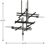 Progress Lighting Quadrant LED Collection 6-Light Matte Black Frosted Glass LED Modern Chandelier Light