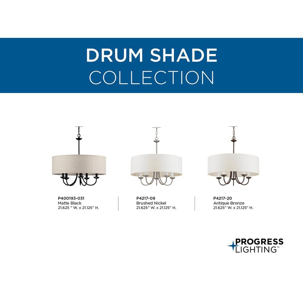 Progress Lighting Quadrant LED Collection 6-Light Matte Black Frosted Glass LED Modern Chandelier Light