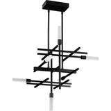 Progress Lighting Quadrant LED Collection 6-Light Matte Black Frosted Glass LED Modern Chandelier Light