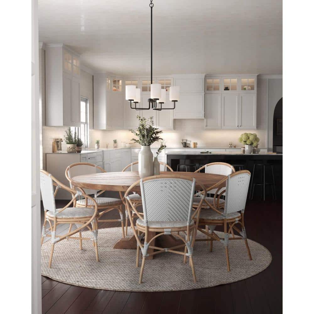 Progress Lighting Merry 5-Light Matte Black Etched Glass Transitional Chandelier Light