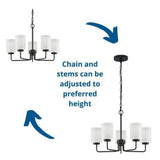 Progress Lighting Merry 5-Light Matte Black Etched Glass Transitional Chandelier Light