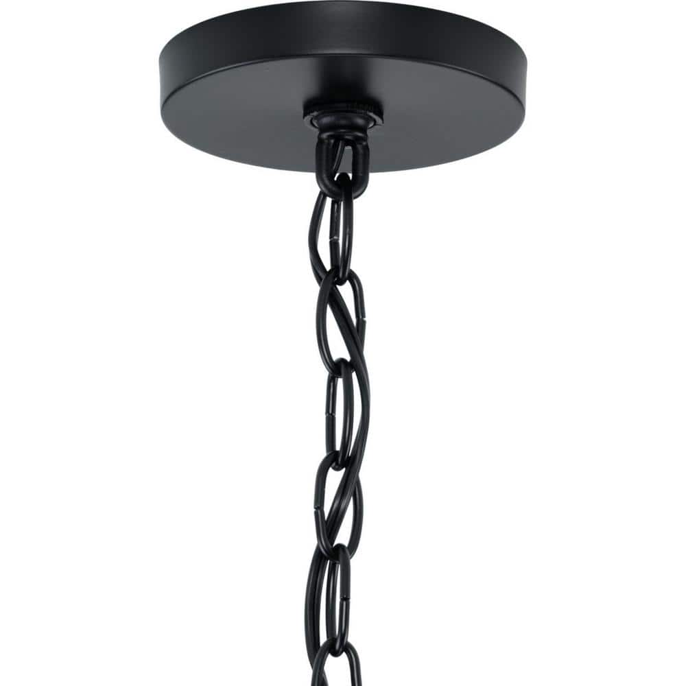 Progress Lighting Merry 5-Light Matte Black Etched Glass Transitional Chandelier Light