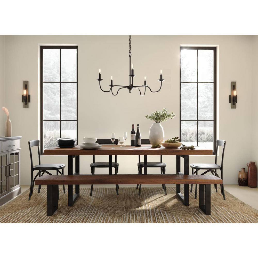 Progress Lighting Canebrake 5-Light Matte Black Farmhouse Chandelier Light