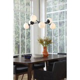 Progress Lighting Haas 33.5 in. 6-Light Matte Black Mid-Century Modern Chandelier with Opal Glass Shade