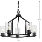 Progress Lighting Goodwin 24 in. 5-Light Matte Black Modern Farmhouse Chandelier with Clear Glass Shade