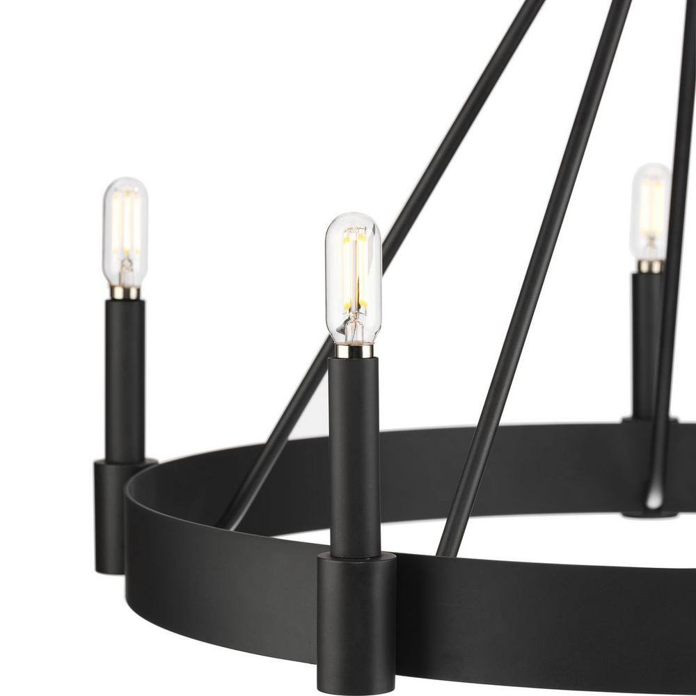 Progress Lighting Breckenridge Collection 26 in. 5-Light Matte Black Rustic Farmhouse Chandelier