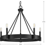 Progress Lighting Breckenridge Collection 26 in. 5-Light Matte Black Rustic Farmhouse Chandelier