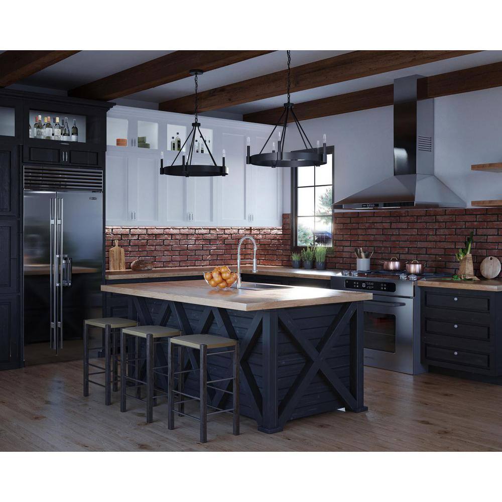 Progress Lighting Breckenridge Collection 26 in. 5-Light Matte Black Rustic Farmhouse Chandelier