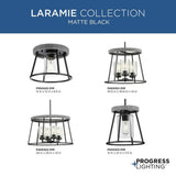 Progress Lighting Laramie Collection 3-Light Matte Black Rustic Modern Clear Seeded Glass Chandelier