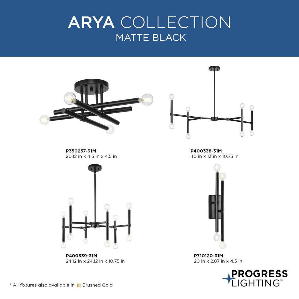 Progress Lighting Arya 8-Light Matte Black Luxe Linear Chandelier