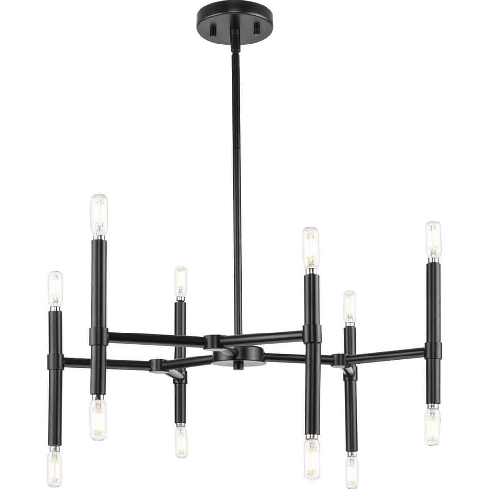 Progress Lighting Arya 12-Light Matte Black Luxe Chandelier
