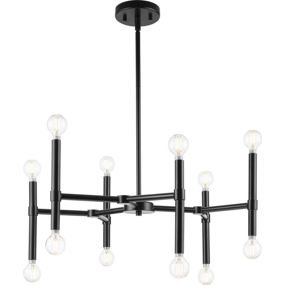 Progress Lighting Arya 12-Light Matte Black Luxe Chandelier