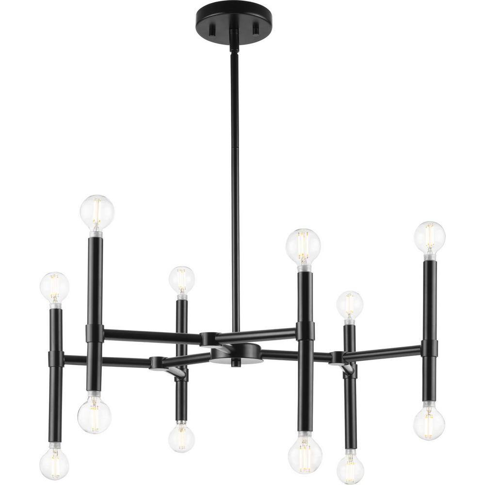 Progress Lighting Arya 12-Light Matte Black Luxe Chandelier