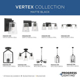 Progress Lighting Vertex Collection 5-Light Matte Black Clear Glass Contemporary Chandelier