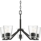 Progress Lighting Vertex Collection 5-Light Matte Black Clear Glass Contemporary Chandelier