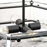 Progress Lighting Rivera 20.5 in. 4-Light Matte Black Luxe Industrial Chandelier with Textured Glass