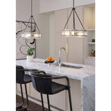 Progress Lighting Rivera 20.5 in. 4-Light Matte Black Luxe Industrial Chandelier with Textured Glass