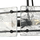 Progress Lighting Rivera 20.5 in. 4-Light Matte Black Luxe Industrial Chandelier with Textured Glass
