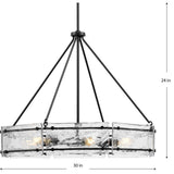 Progress Lighting Rivera 30 in. 6-Light Matte Black Luxe Industrial Chandelier with Textured Glass
