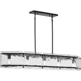 Progress Lighting Rivera 60-Watt 5-Light Matte Black Island Light with Textured Glass Shades